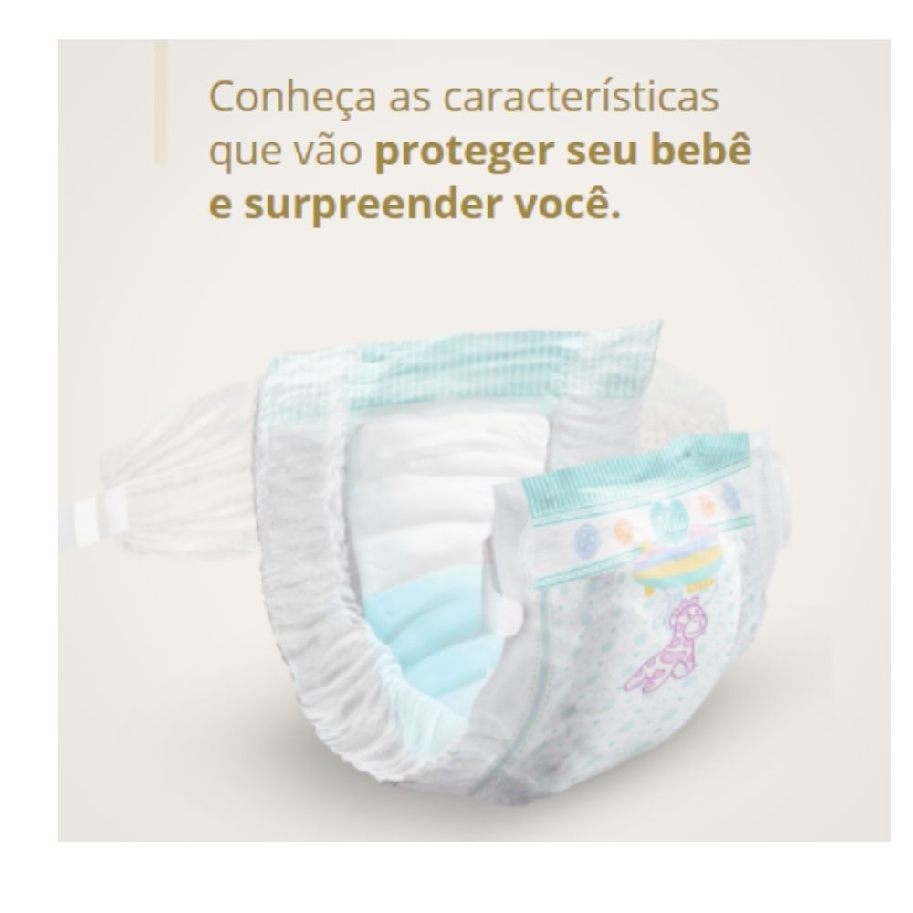 Fralda Descartável Mili - Love &amp; Care - Linha Premiun - Tamanho P- 5 Pacotes c/28 (total 140 fraldas)