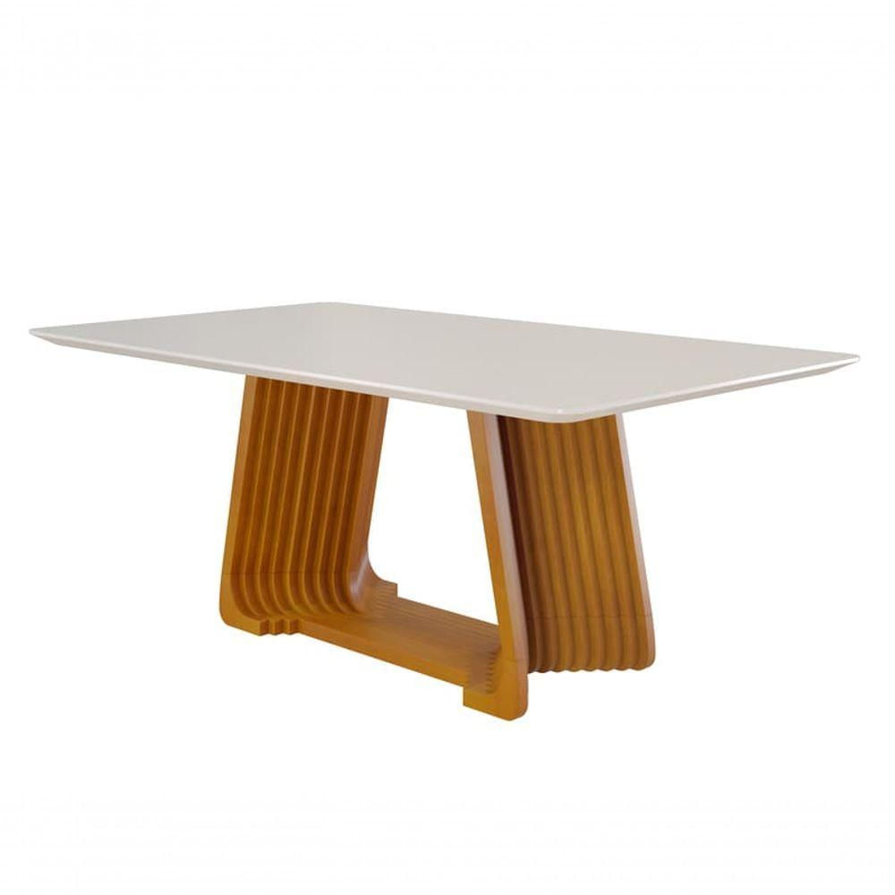 Mesa De Jantar Moderna Madeira Maciça Com Vidro 2,20x1,10m Turmalina