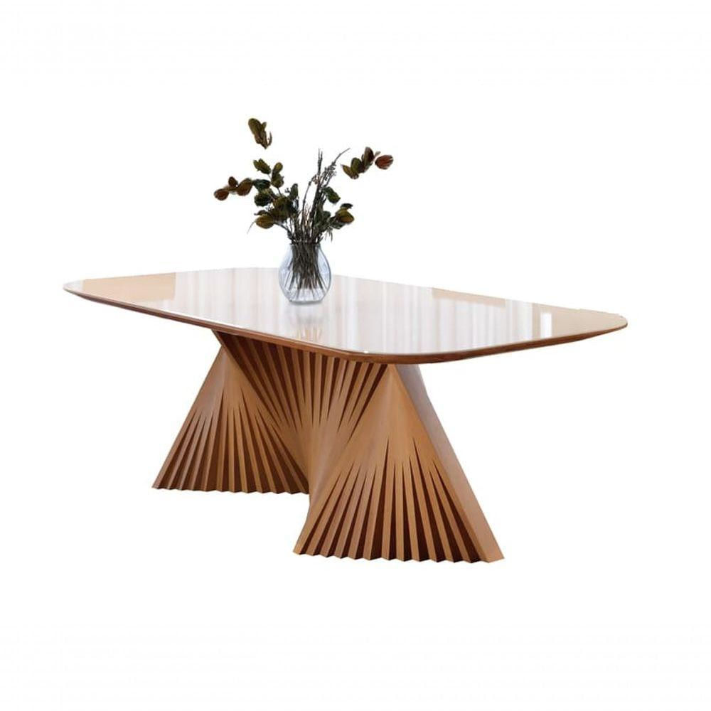 Mesa De Jantar Madeira Maciça Com Base Torcida 2,20x1,10m Opala