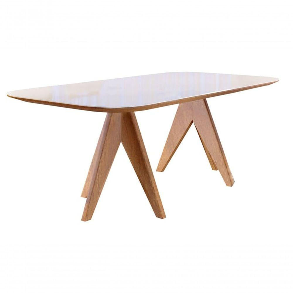 Mesa De Jantar Madeira Maciça Com Vidro 1,40x0,90m Safira