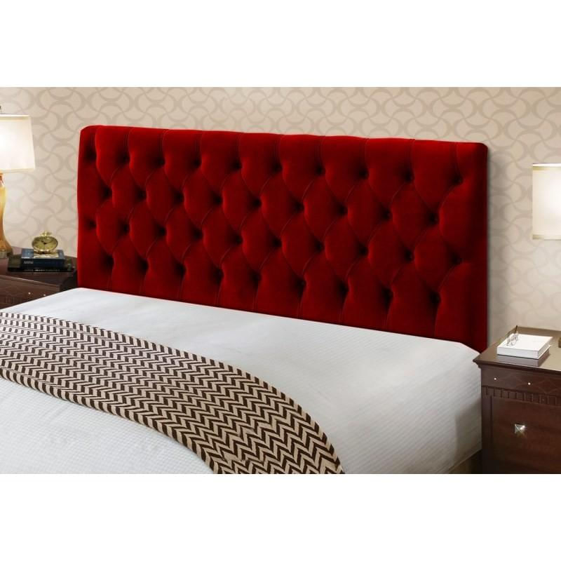 Cabeceira Cama Box Casal King 195cm Cristal Veludo Vermelho - JS Móveis