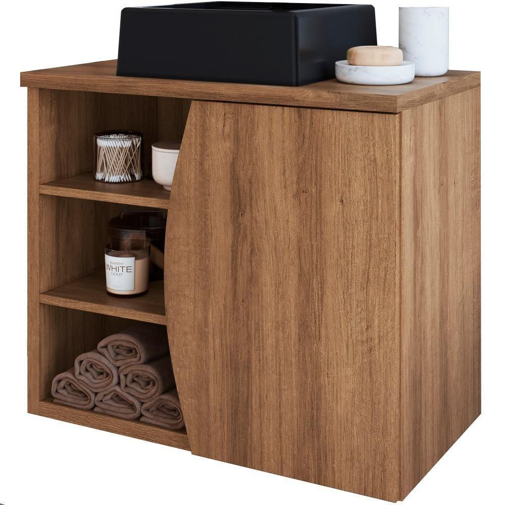Gabinete Suspenso Com Cuba Preta 70 Cm Bl9680 Mell Faem Mell