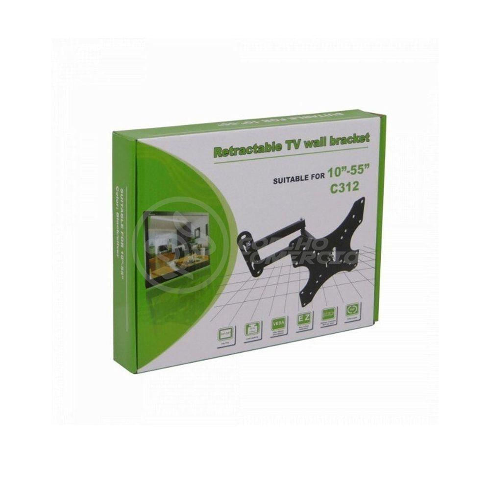 Suporte De Tv C312 Para Monitores Tvs 3d Plasma Lcd E Led De 55" Articulado 150 Graus Suporta 30kg
