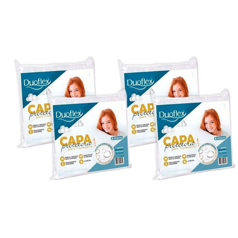 Capa Travesseiro Cp0100 Percal 200 Fios Impermeável Kit C/ 4 Un (50x70x10) - Duo