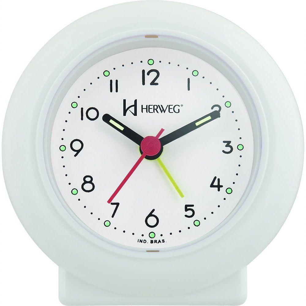 Despertador Analógico Redondo Tradicional Quartz Branco - Branco