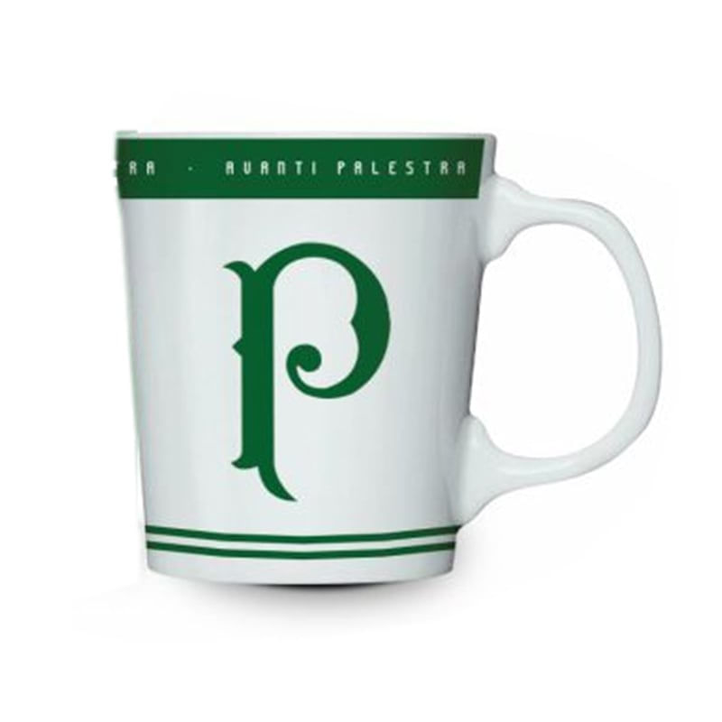 Caneca Porcelana Premium BrasFoot Palmeiras 280ML Licenciada Branco