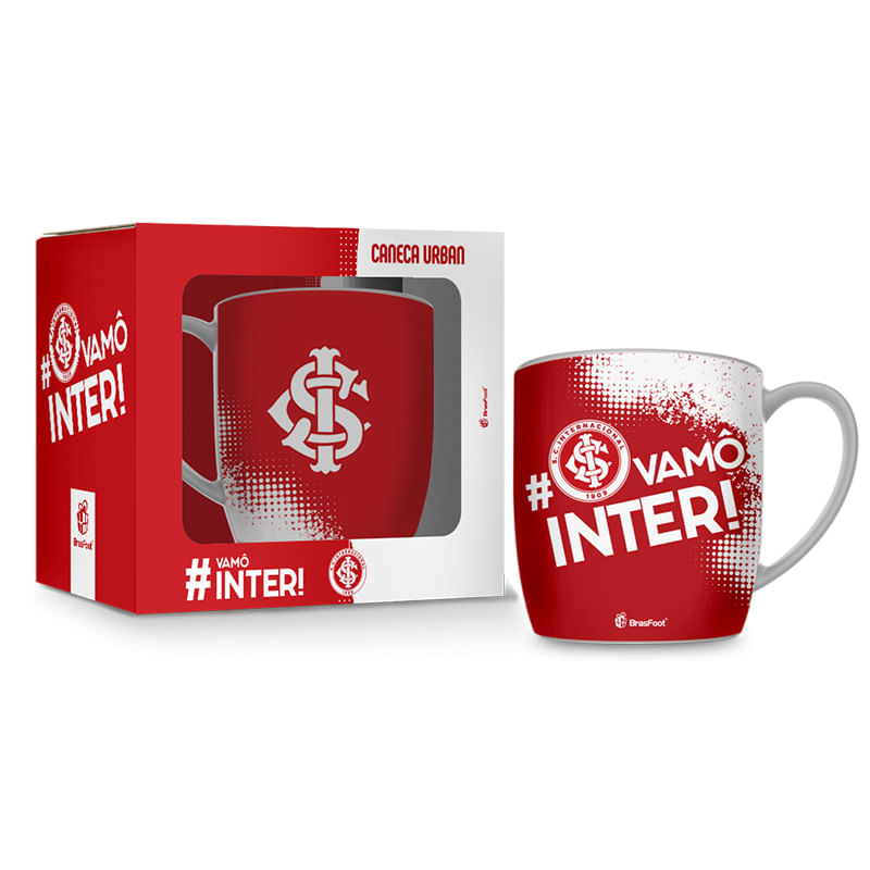 Caneca Porcelana Premium BrasFoot # Vamô Inter 360 ML Urban Licenciada Branco