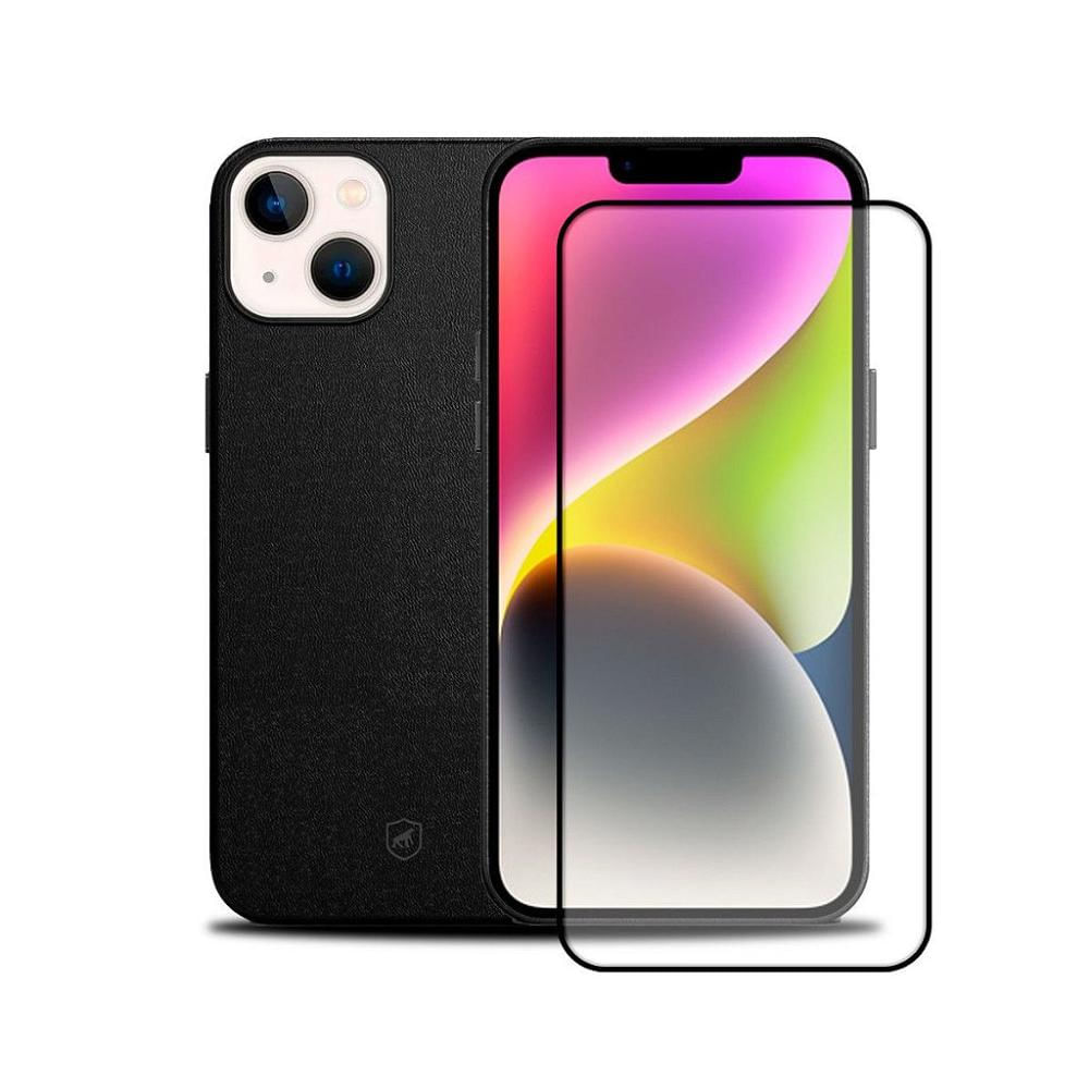 Kit Capa Couro Dual Preta e Pelicula Coverage 5D Pro Preta para iPhone 12 - Gshield