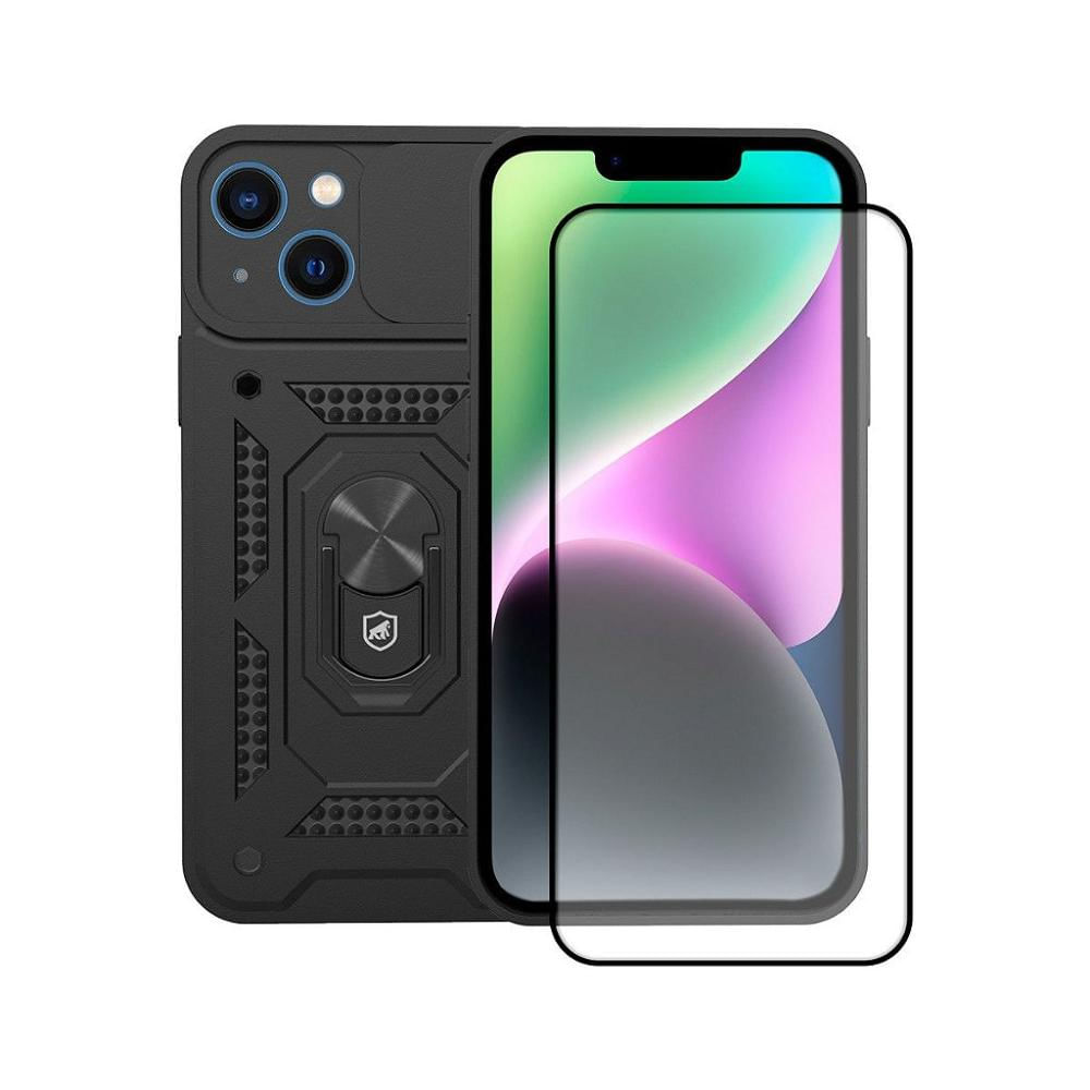 Kit Capa Dinamic Cam Protection e Pelicula Coverage 5D Pro Preta para iPhone 14 Pro - Gshield