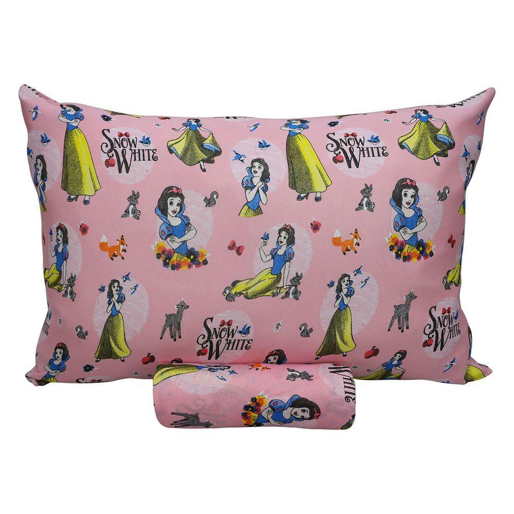 Jogo De Cama Portallar Solteiro Malha Mista Estampado Disney Branca De Neve 2 Pçs Rose