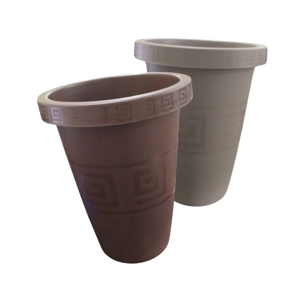 Vaso Grego Redondo 5 Litros - 27cm X 21cm Cor Areia