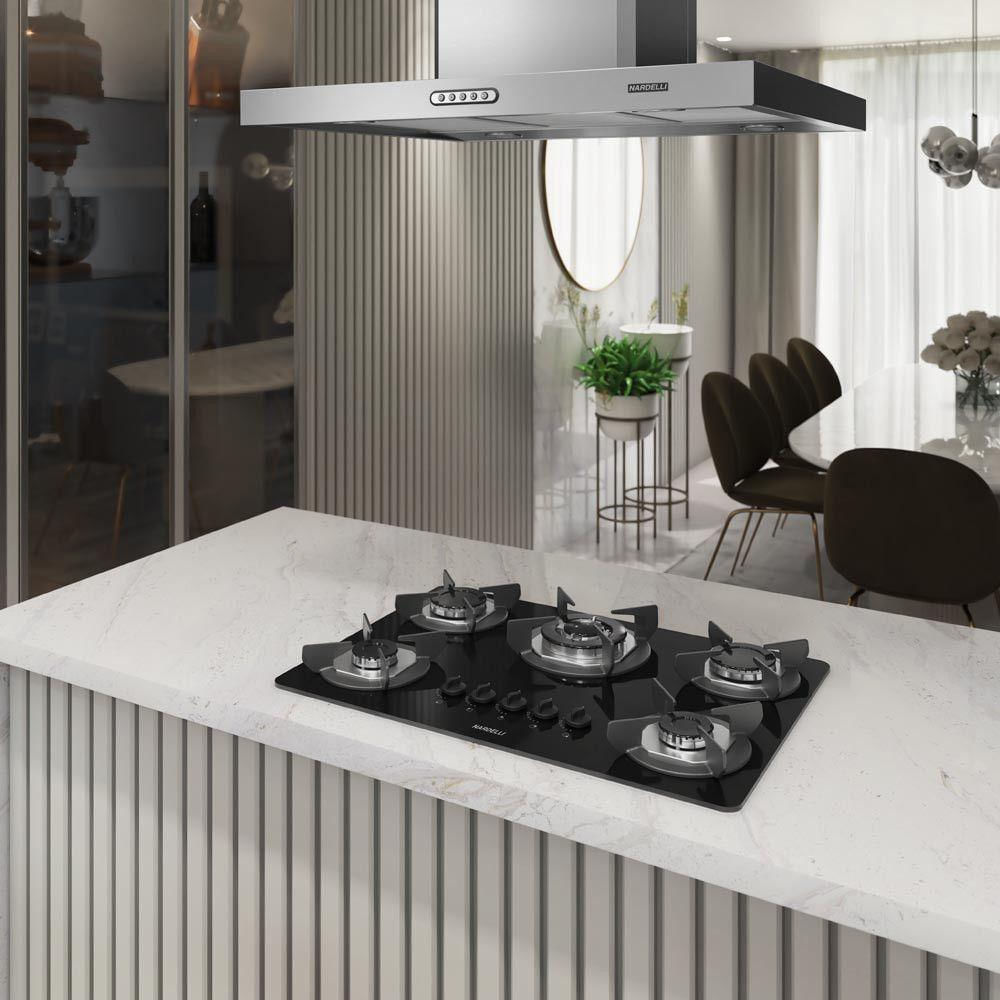 Cooktop Safe Ferro Fundido 5 Bocas Tripla Chama Glp Nardelli Preto Bivolt