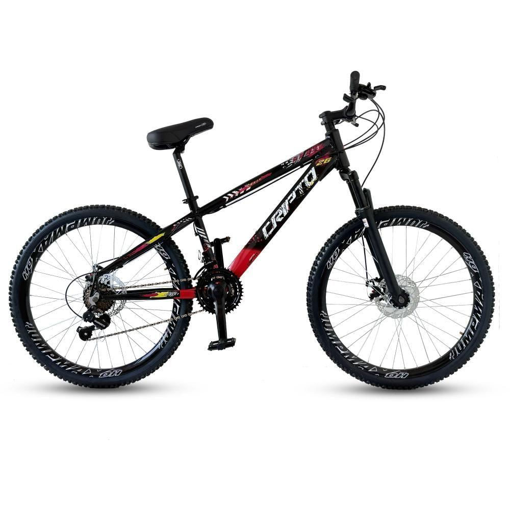 Bicicleta Aro 26 Cripto Freeride 21 Marchas Freios A Disco - Preto/vermelho