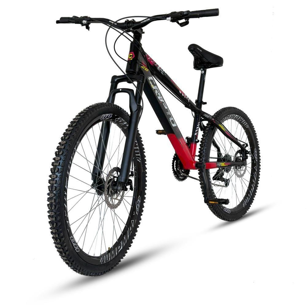 Bicicleta Aro 26 Cripto Freeride 21 Marchas Freios A Disco - Preto/vermelho