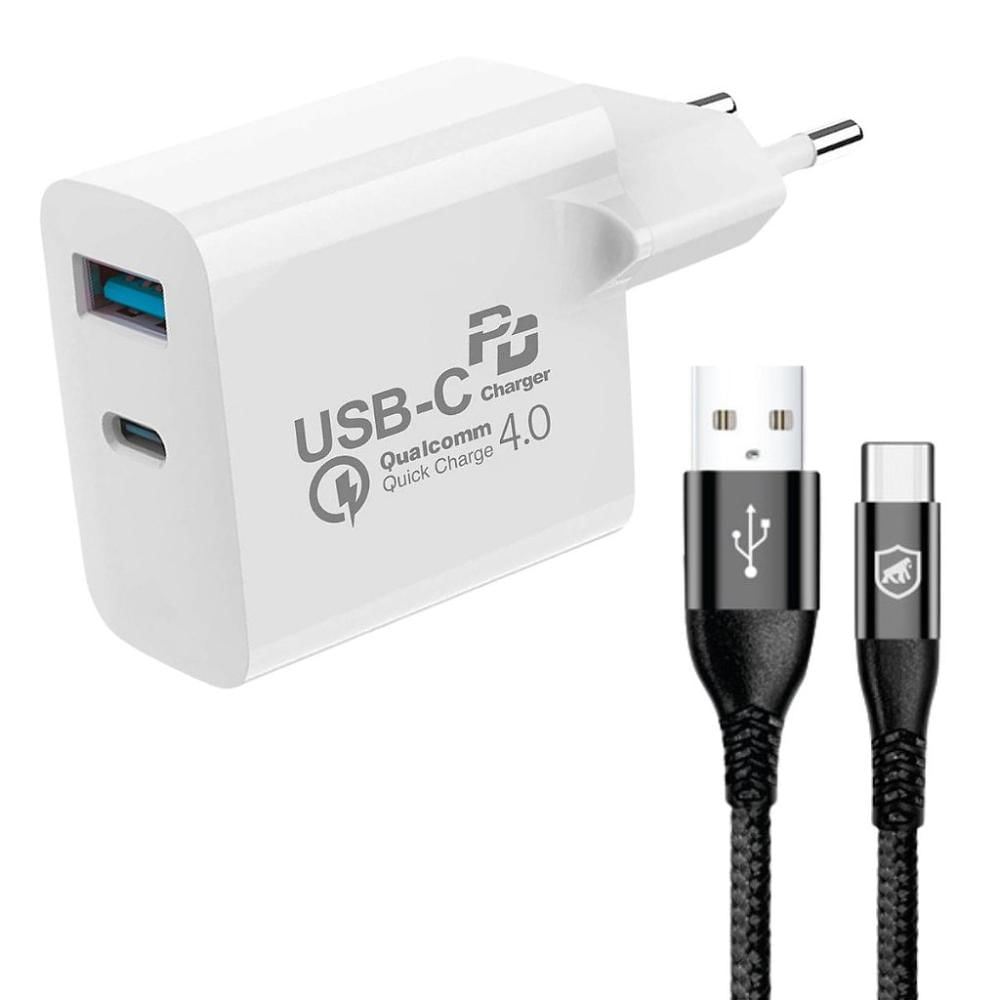 Cabo Symetric - Tipo C / USB-A - 1,5M + Carregador de Parede Turbo Delivery QC 4.0 33W - Gshield