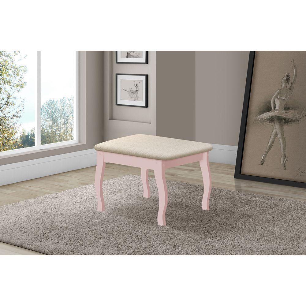 Banqueta Para Penteadeira Luxo Com Almofada Rose - Marrom