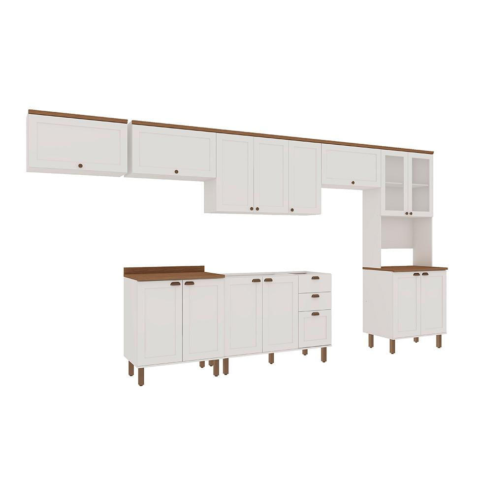 Cozinha Compacta Iluminata 14 PT 3 GV Branco e Ébano