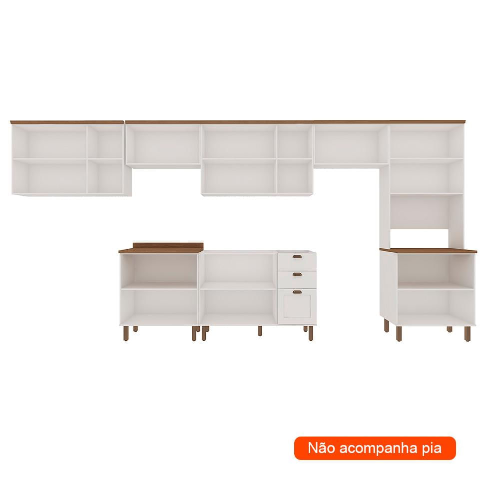 Cozinha Compacta Iluminata 14 PT 3 GV Branco e Ébano