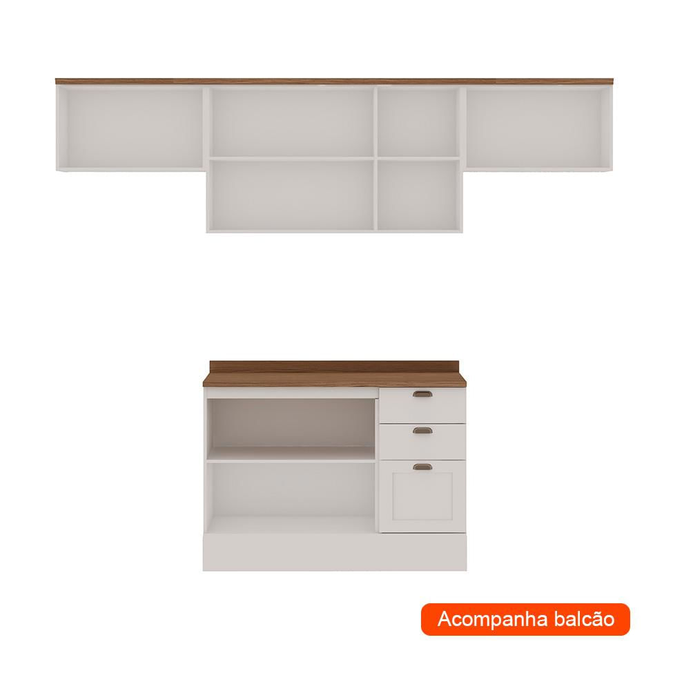 Cozinha Compacta Iluminata 7 PT 3 GV Branco e Ébano