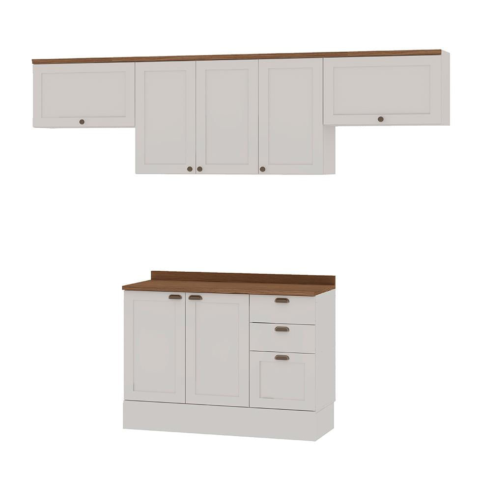 Cozinha Compacta Iluminata 7 PT 3 GV Branco e Ébano