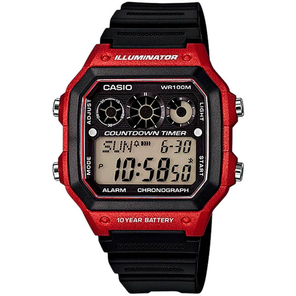 Relógio Casio Masculino Ref: Ae-1300wh-4avdf Digital Retangular