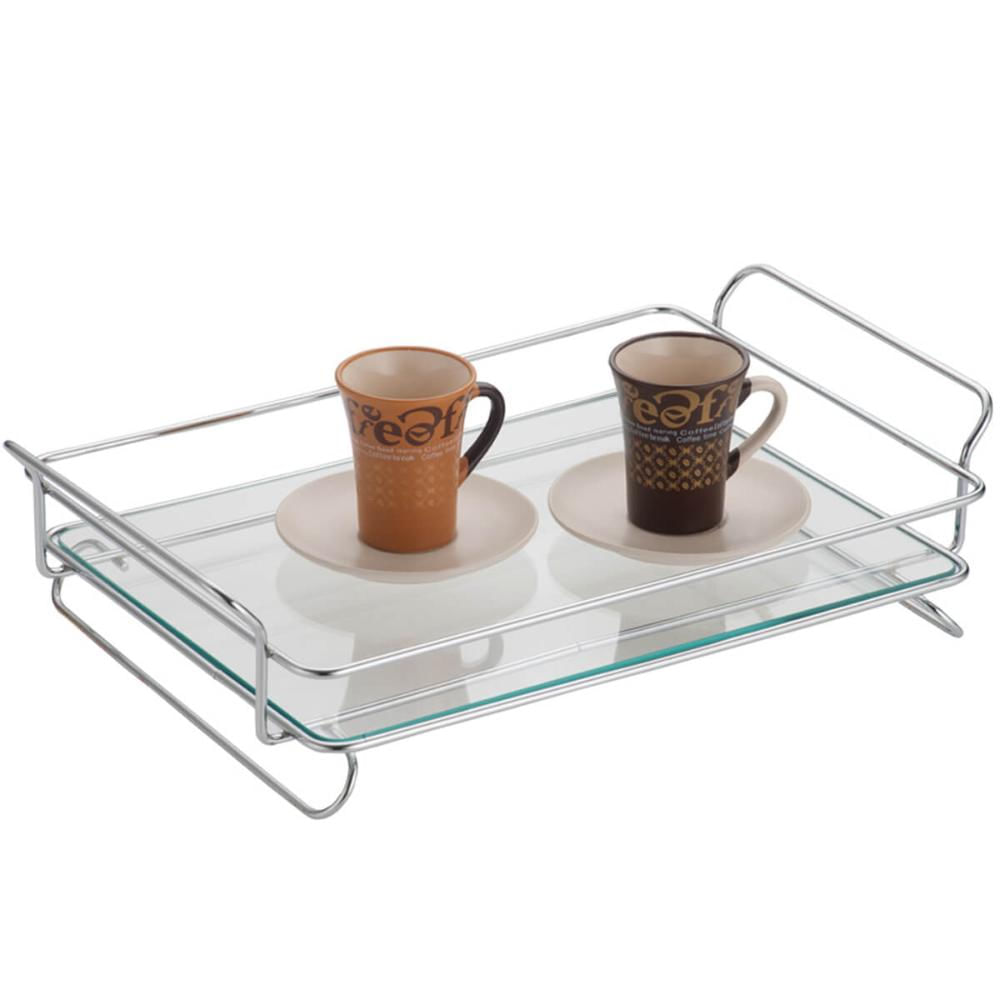 Bandeja De Vidro Retangular Aramada Decorativa Para Banheiro Lavabo Iris