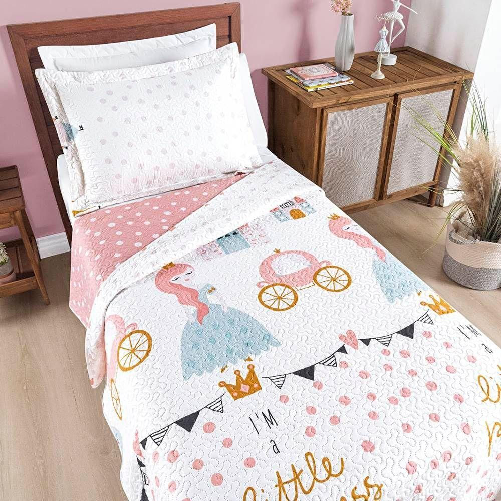 Colcha Solteiro Bouti Kids Dupla Face Estampado 2 Peças Little Princess