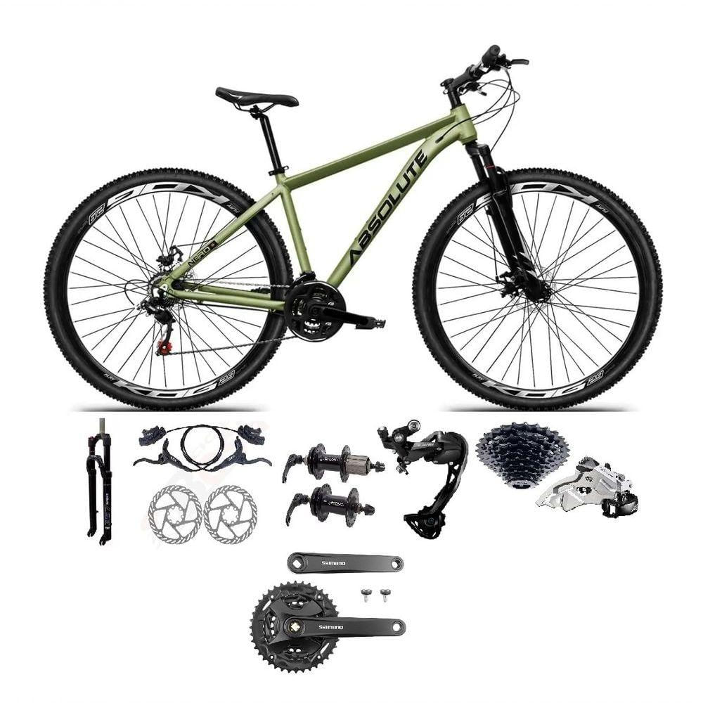 Bicicleta Aro 29 Absolute Nero 5 Câmbio Traseiro Shimano Alívio E Altus 27v Freio Hidráulico Garfo Trava Oliva Tam 15
