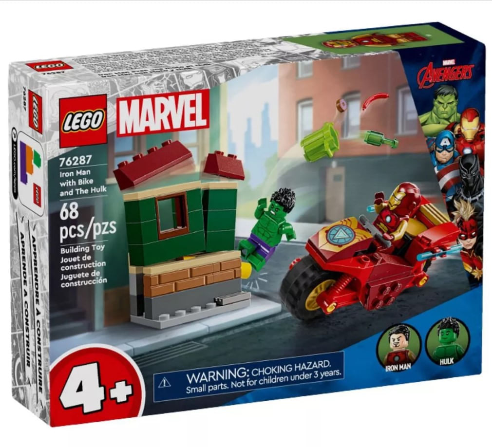 Marvel Hulk E Homem De Ferro Com Motocicleta Lego 76287