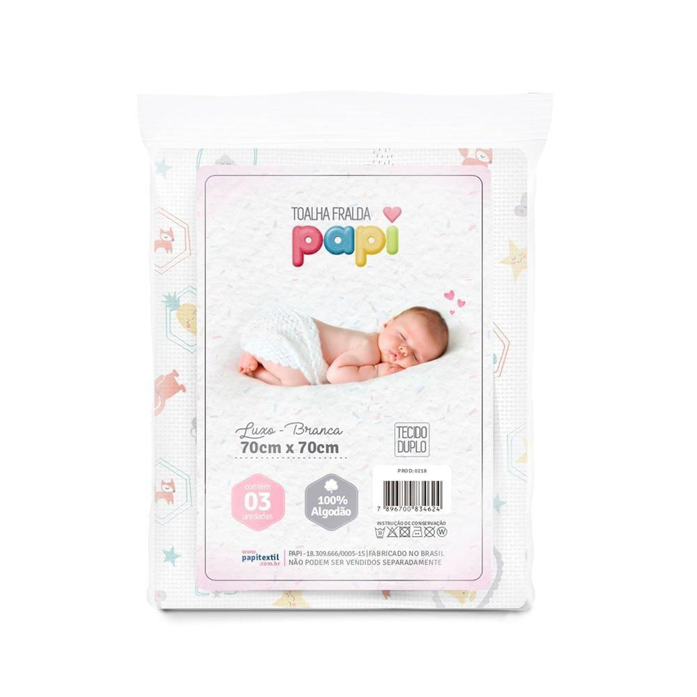 Toalha De Fralda Papi Luxo Neutra 1,10 x 70 Cm 03 Pçs