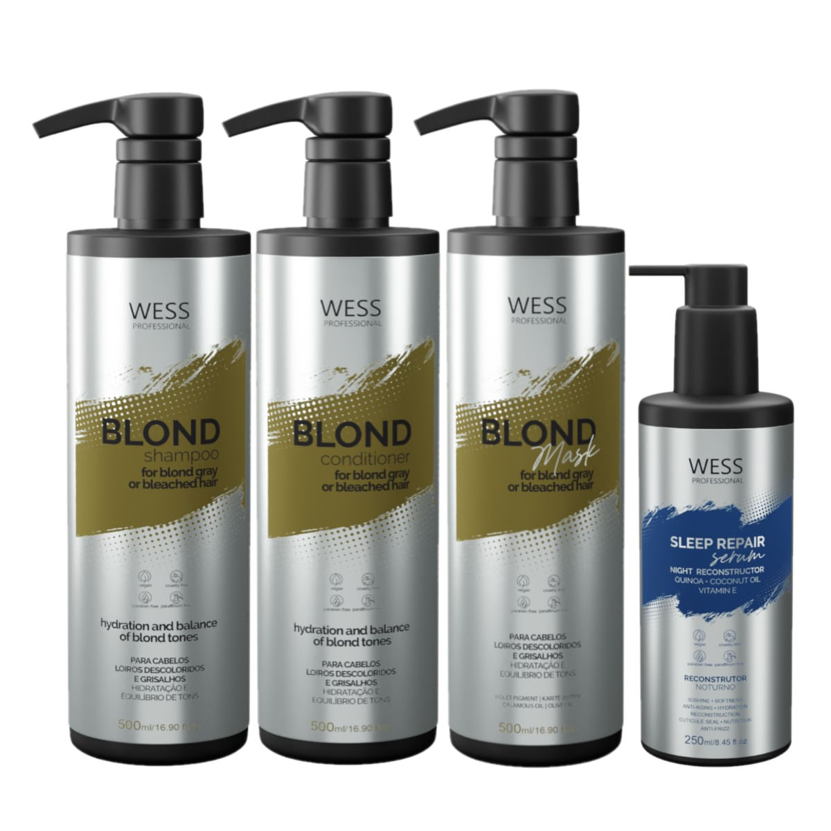 Kit Wess Blond SH 500ml+Cond 500ml+Mask 500ml+Sleep 250ml