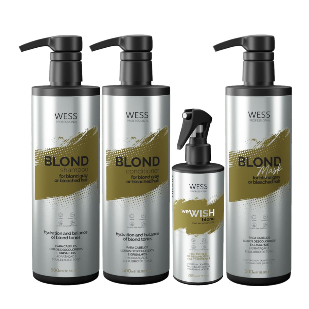 Kit Wess Blond SH 500ml+CD 500ml+WeWish M. 260ml+Mask 500ml