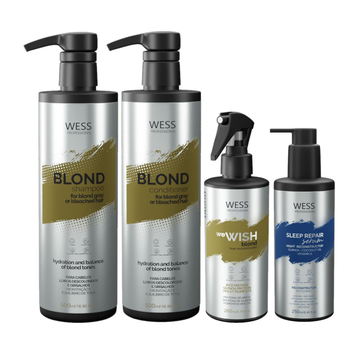 Kit Wess Blond SH 500ml+CD 500ml+WeWish M. 260ml+Sleep 250ml