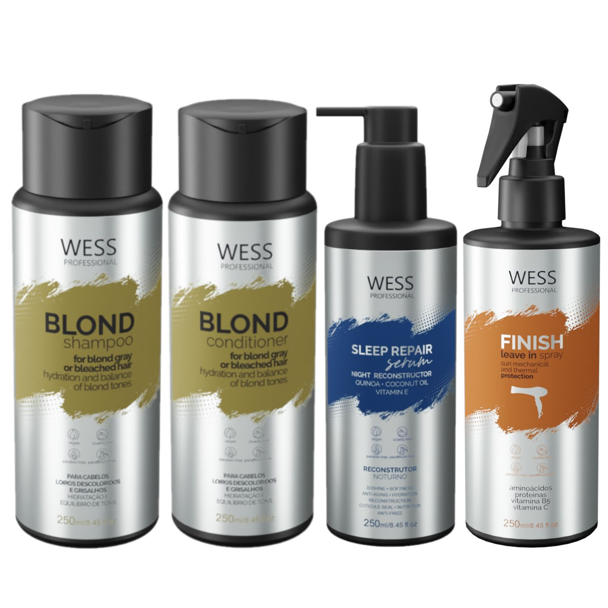 Kit Wess Blond SH 250ml+Cond 250ml+Sleep 250ml+Finish 250ml