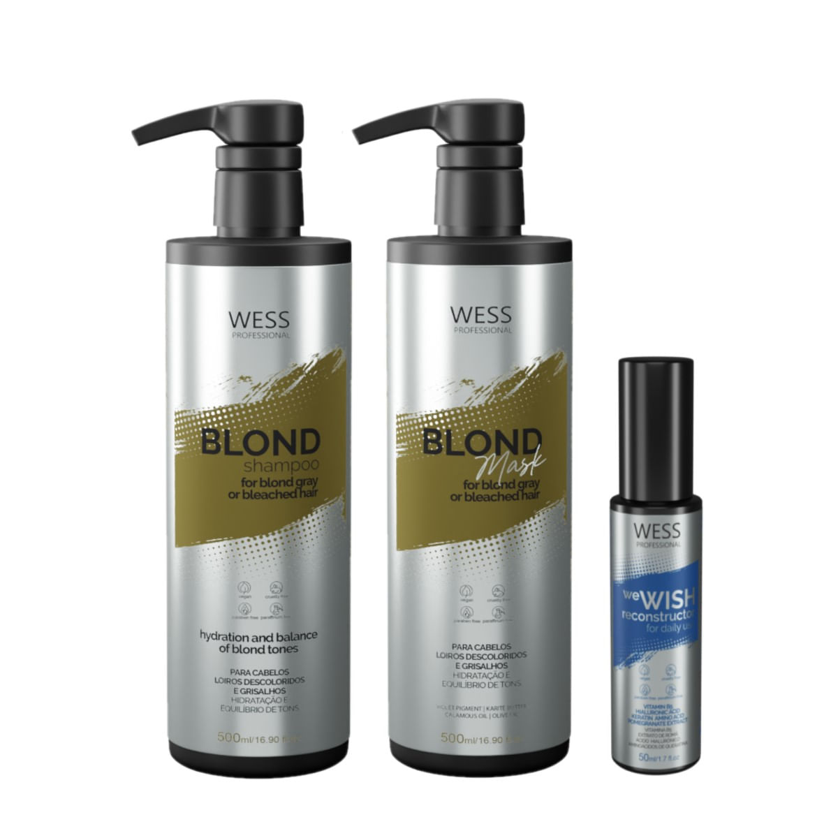 Kit Wess BlondSH 500ml + Mask 500ml + We Wish 50ml