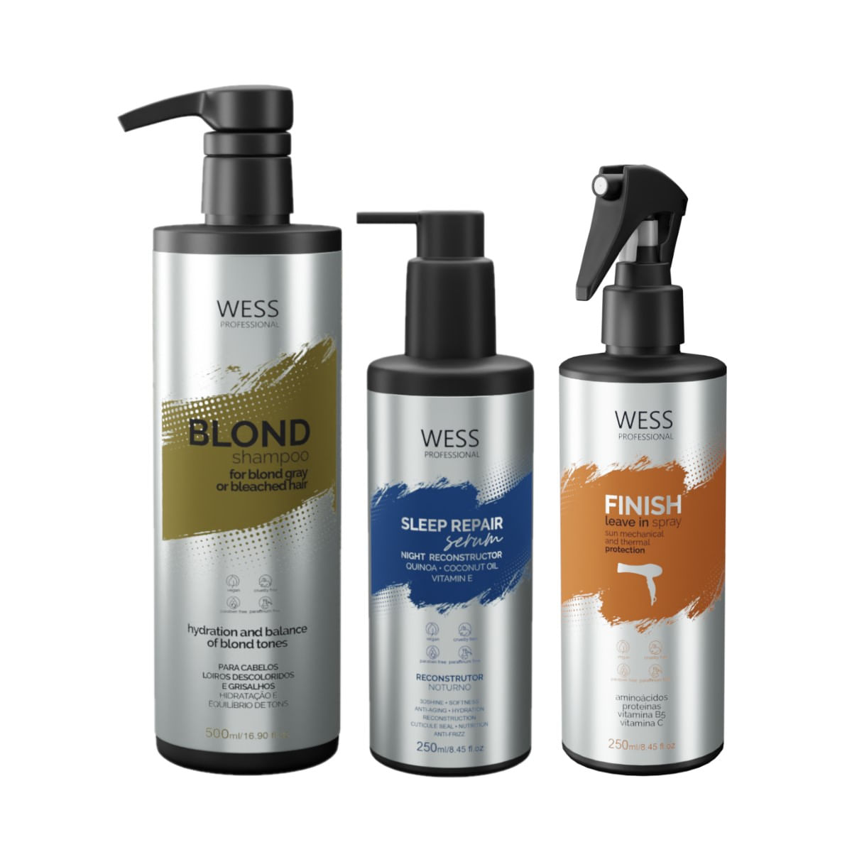 Kit Wess Blond SH 500ml + Sleep 250ml + Finish 250ml