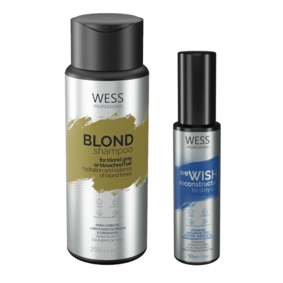 Kit Wess Blond Shampoo 250ml + We Wish Reconstrutor 50ml