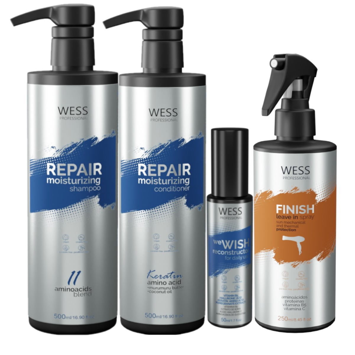 Kit Wess Repair SH 500ml+Cond 500ml+WeWish 50ml+Finish 250ml