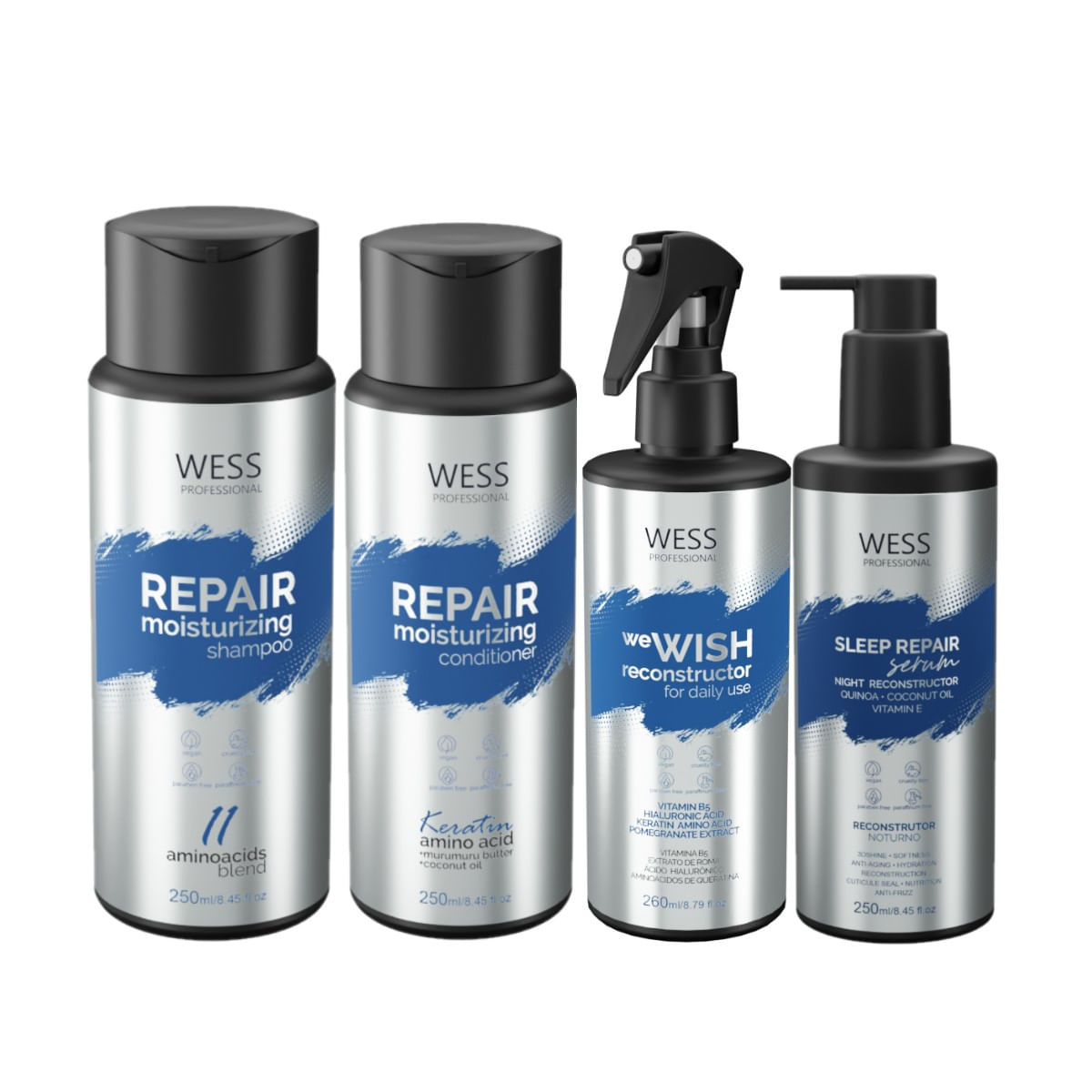 Kit Wess Repair SH 250ml+Cond 250ml+WeWish 260ml+Sleep 250ml