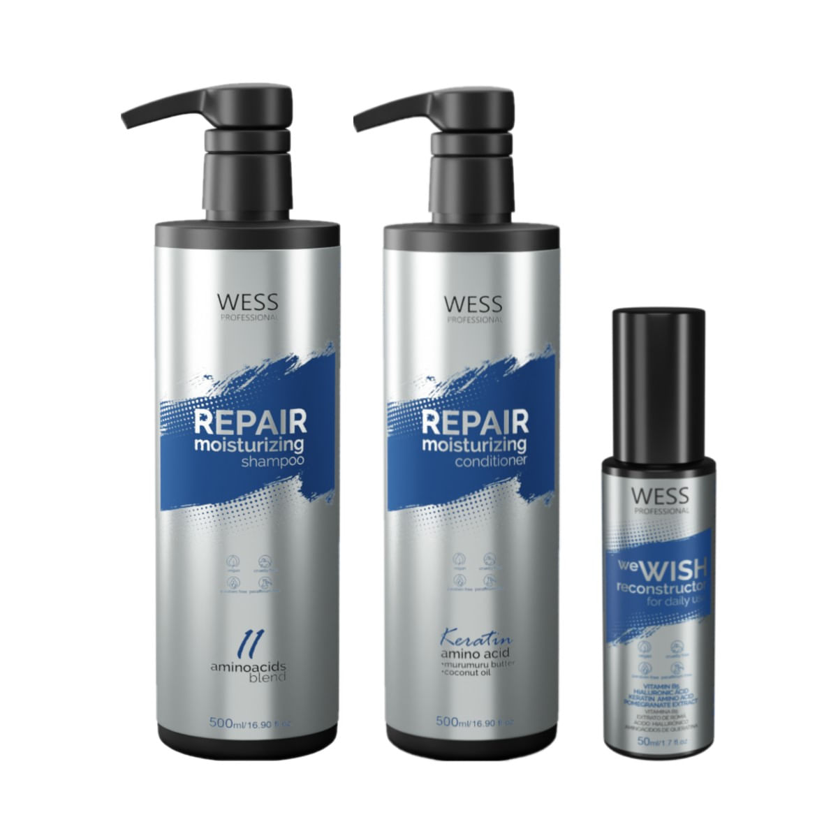 Kit Wess Repair SH 500ml + Cond 500ml + We Wish 50ml