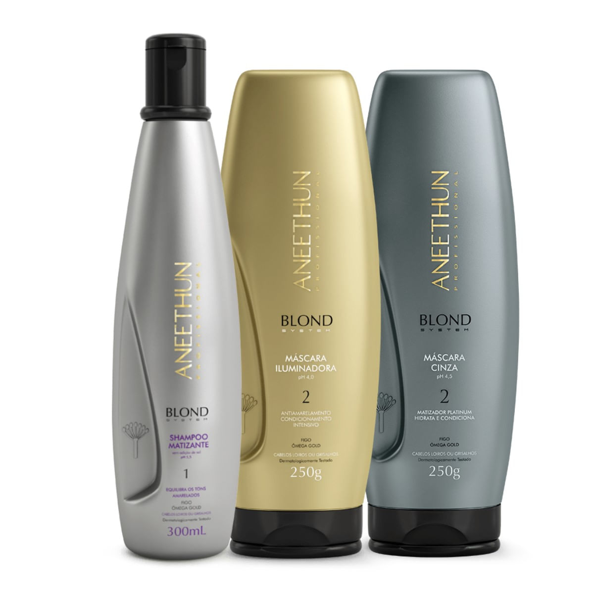 Kit Aneethun Blond System SH M. + Mask I. + Mask Cinza 250g