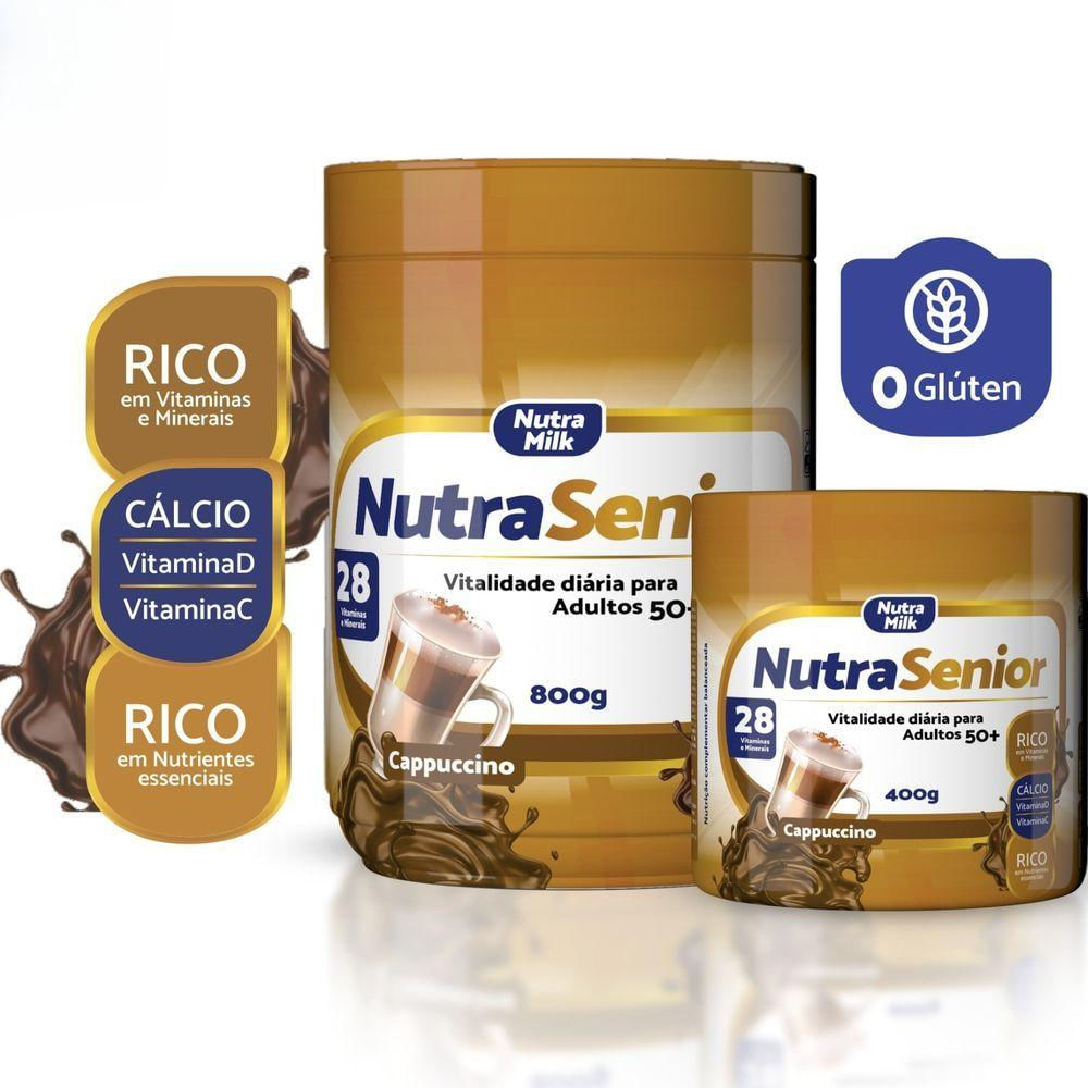 Nutra Senior 50+ Completo Com 28 Vitaminas E Minerais - Pote 800g Sabor Cappuccino
