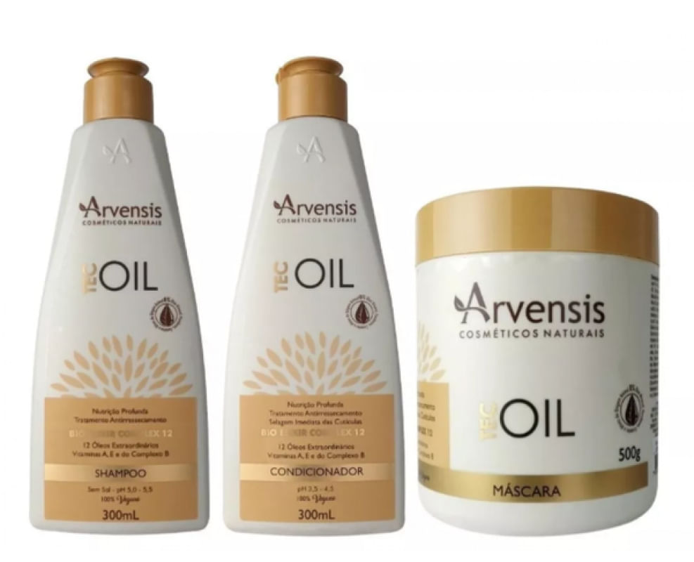 Kit Arvensis Tec Oil Shampoo + Condicionador + Máscara 500g