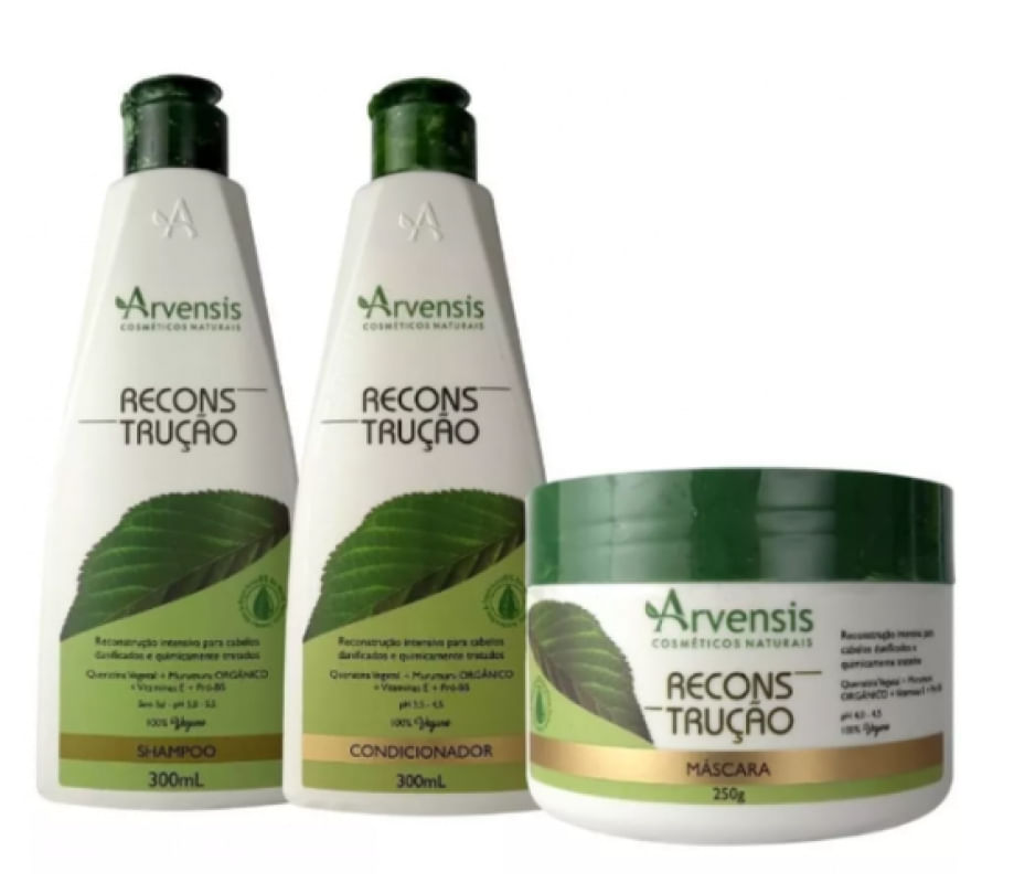 Kit Arvensis Reconstrução Shampoo Condicionador Mascara 250g