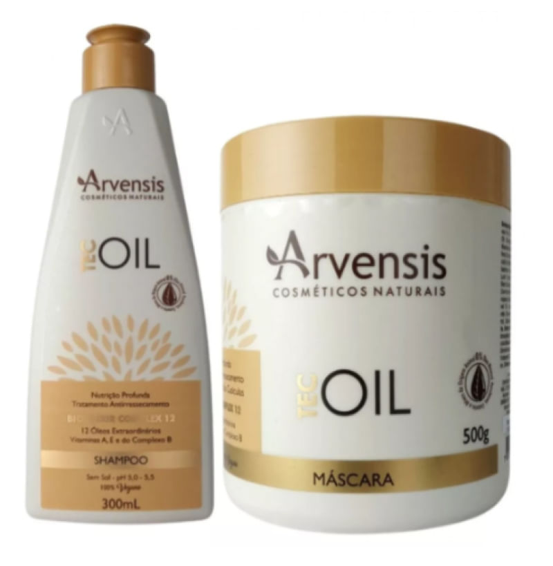 Kit Arvensis Tec Oil Shampoo Nutrição 300ml + Mascara 500g