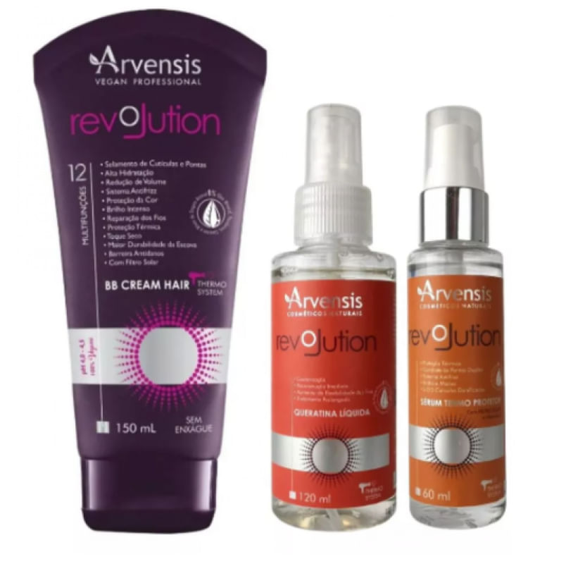 Kit Arvensis Revolution Bb Cream Hair + Queratina + Serum