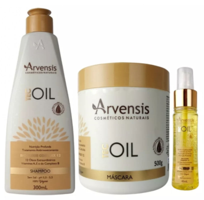 Kit Arvensis Tec Oil Shampoo Máscara 500g Finalizador