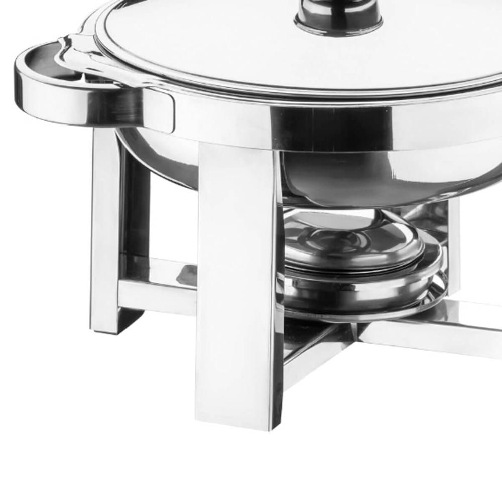 Rechaud Redondo Aço Inox 1,5L com Tampa e Queimador Buffet Restaurante Hotel Zanella