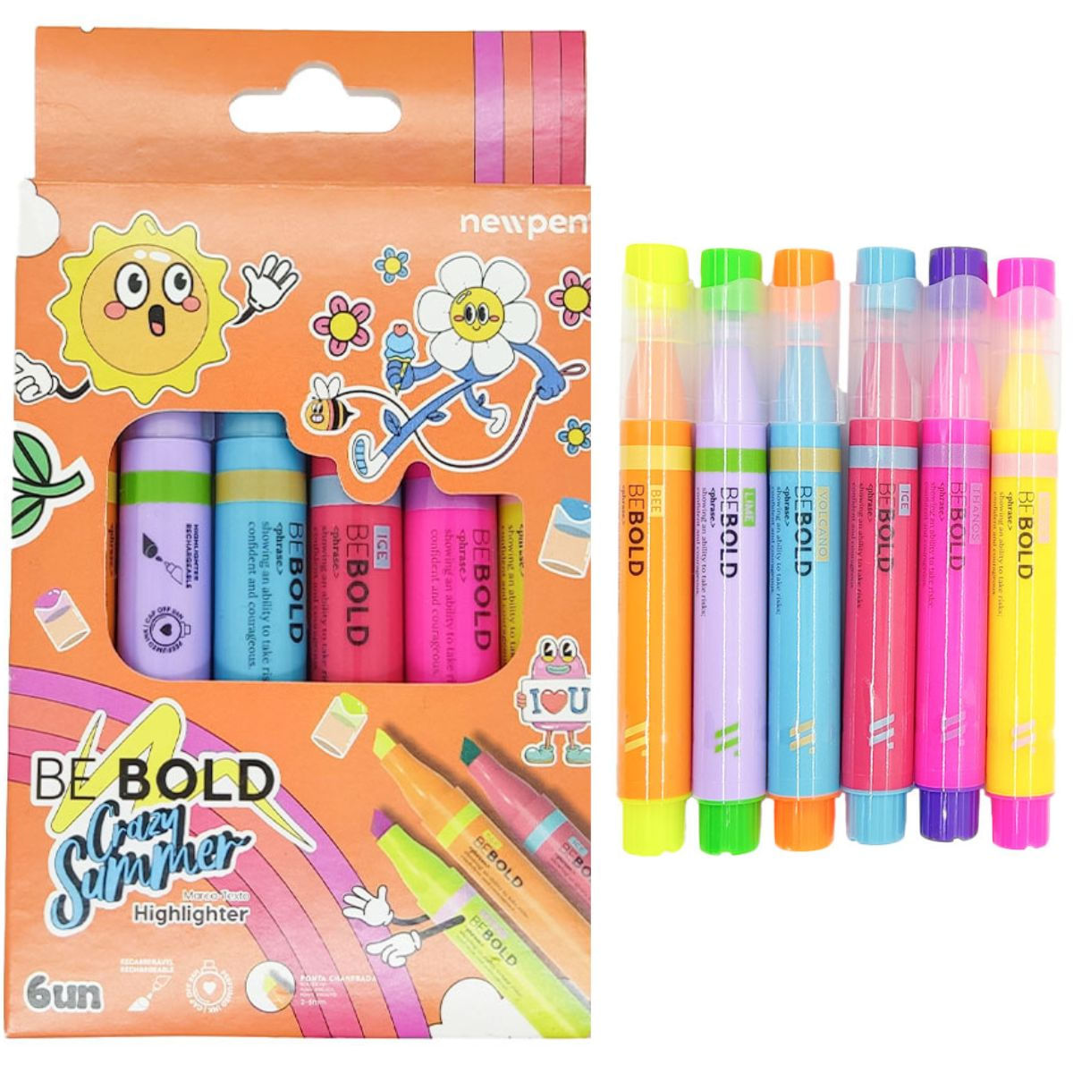 MARCA TEXTO BE BOLD CRAZY SUMMER - 6 CORES  - NEWPEN