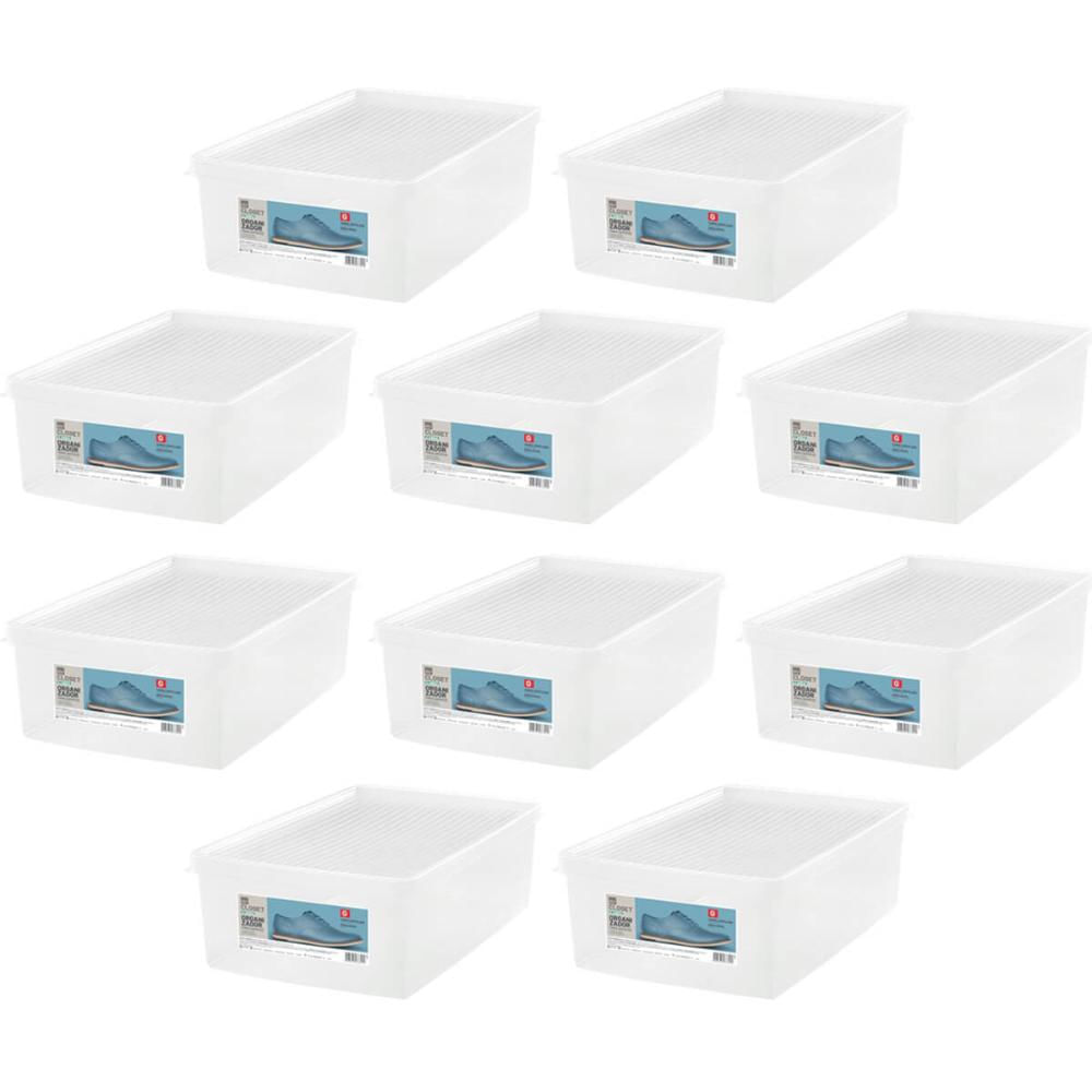 10 Caixas Organizadoras para Calçados Ordene 38 ao 46 com Tampa Multiuso Closet Escritório